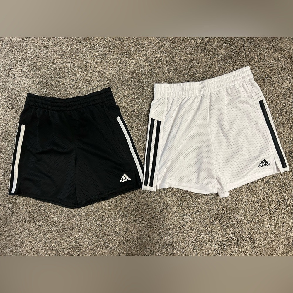 Adidas Girls' 5'' Mesh Shorts in Black and White
